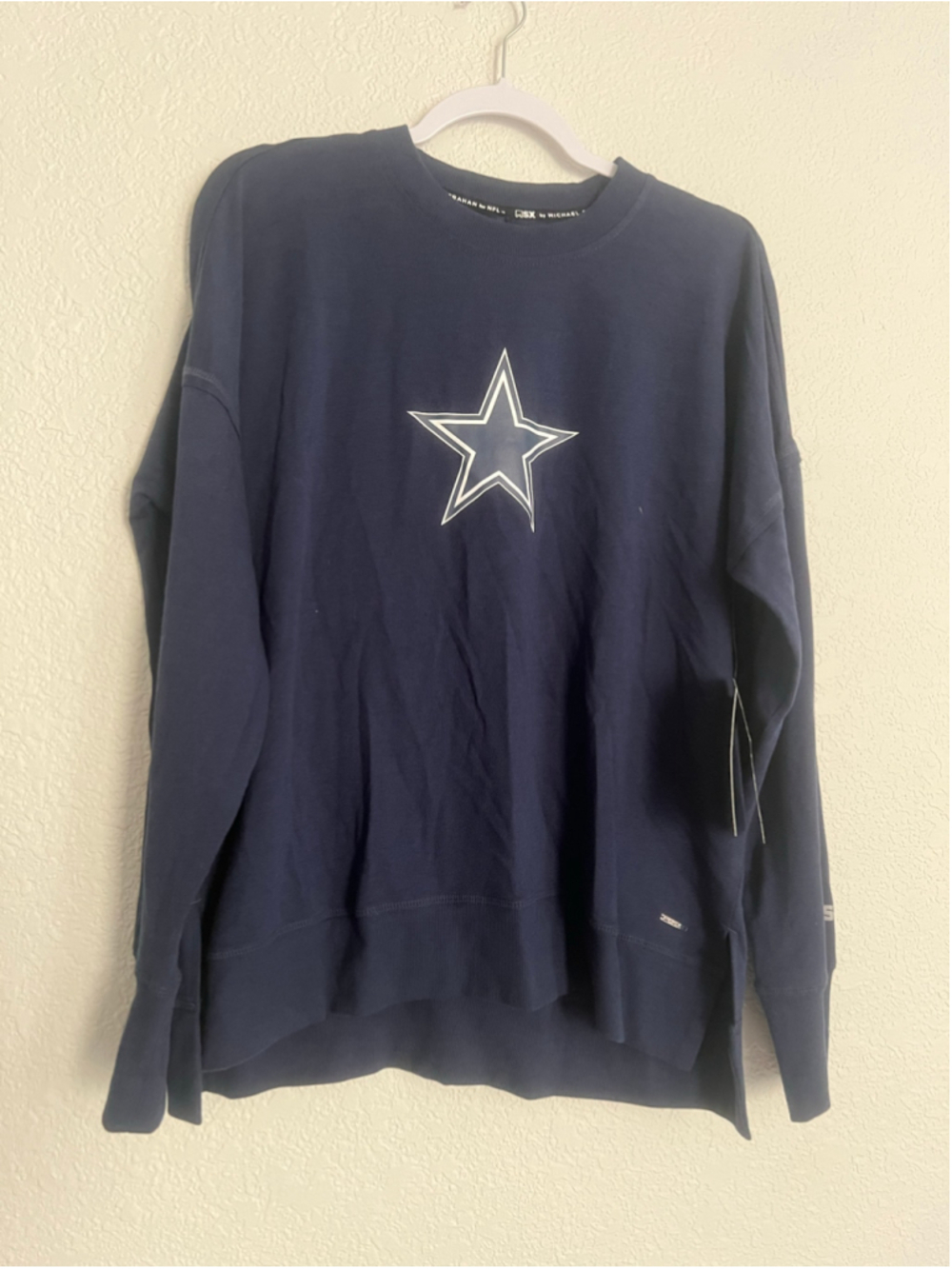 Women's NFL Dallas Cowboys Sweatshirt MSX by Michael Strahan Navy Blue Size L